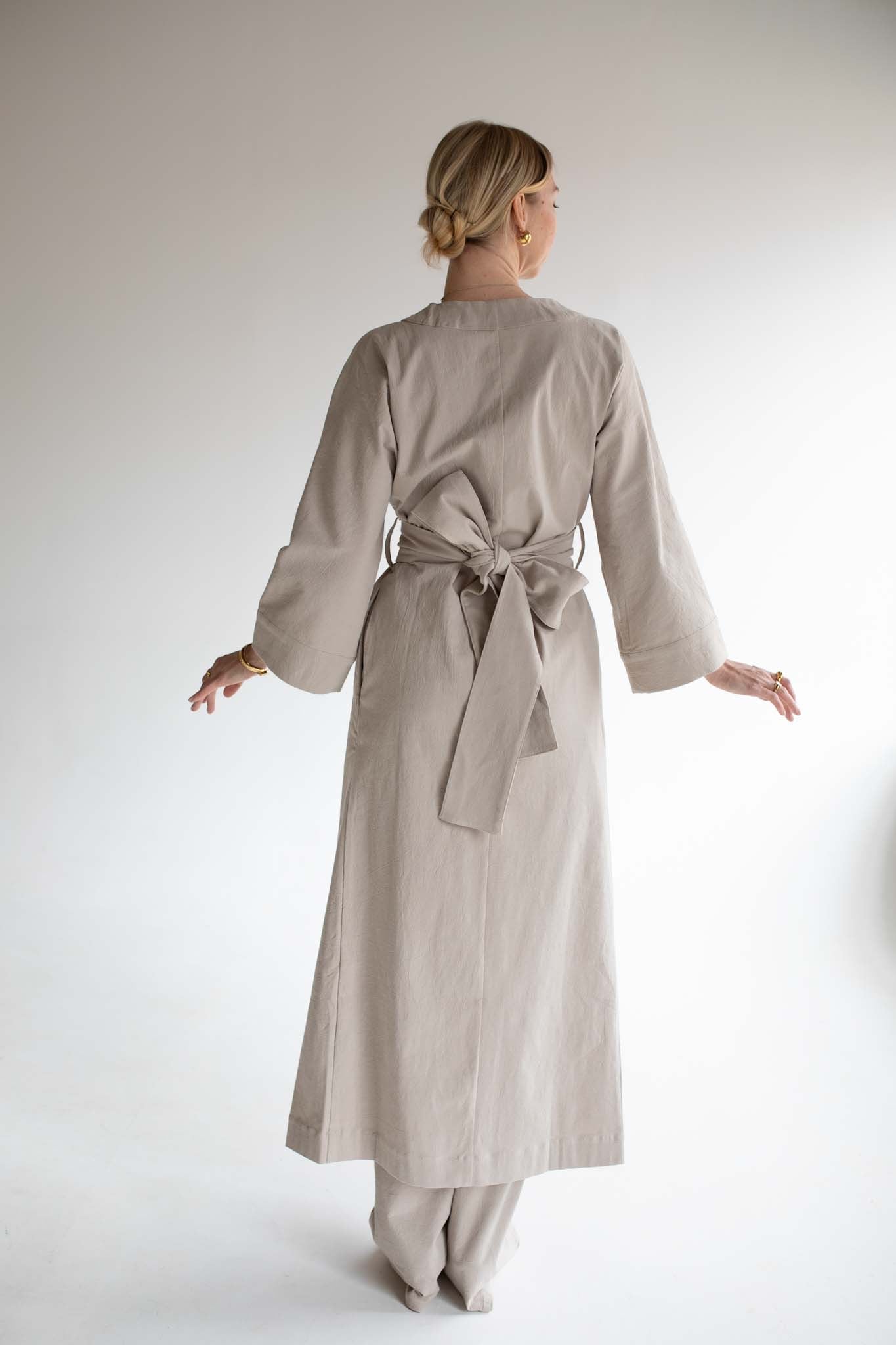 Beige Linen Robe Coord