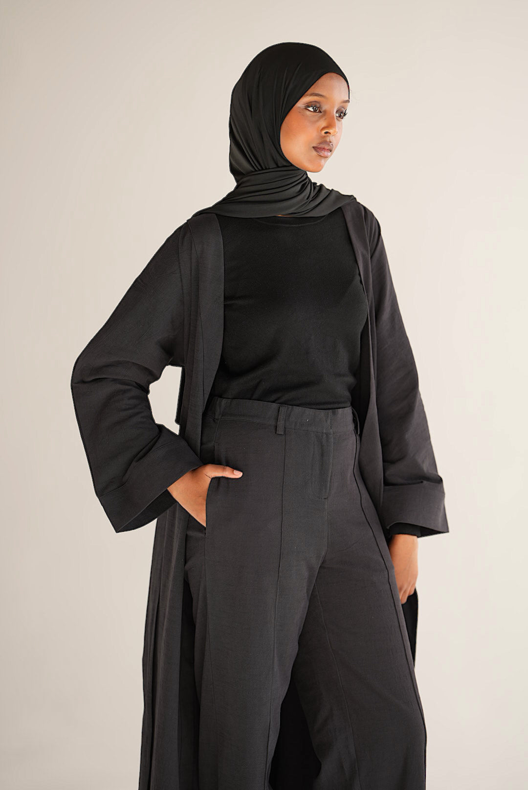 Black Linen Coord Trousers
