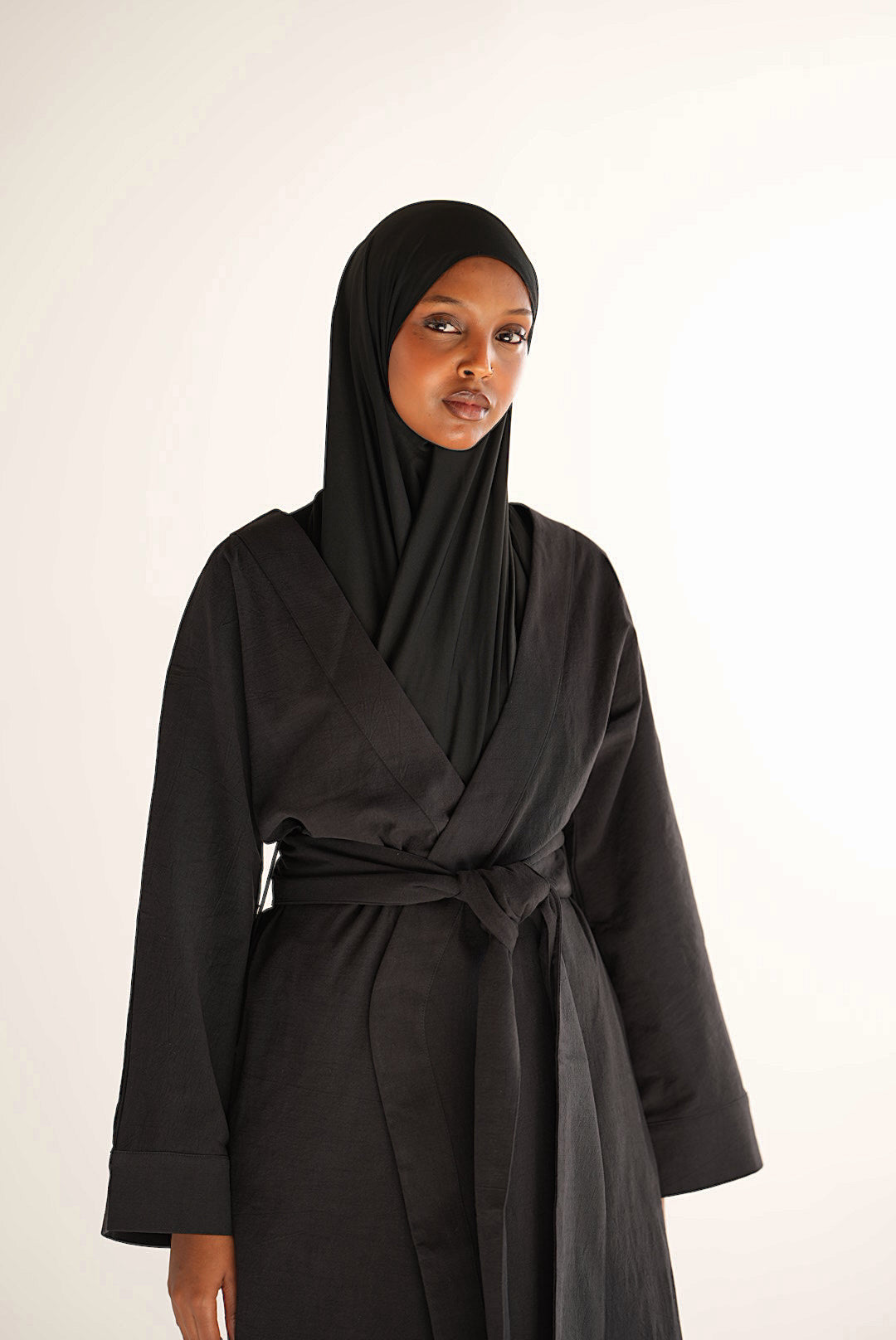 Black Linen Robe Coord