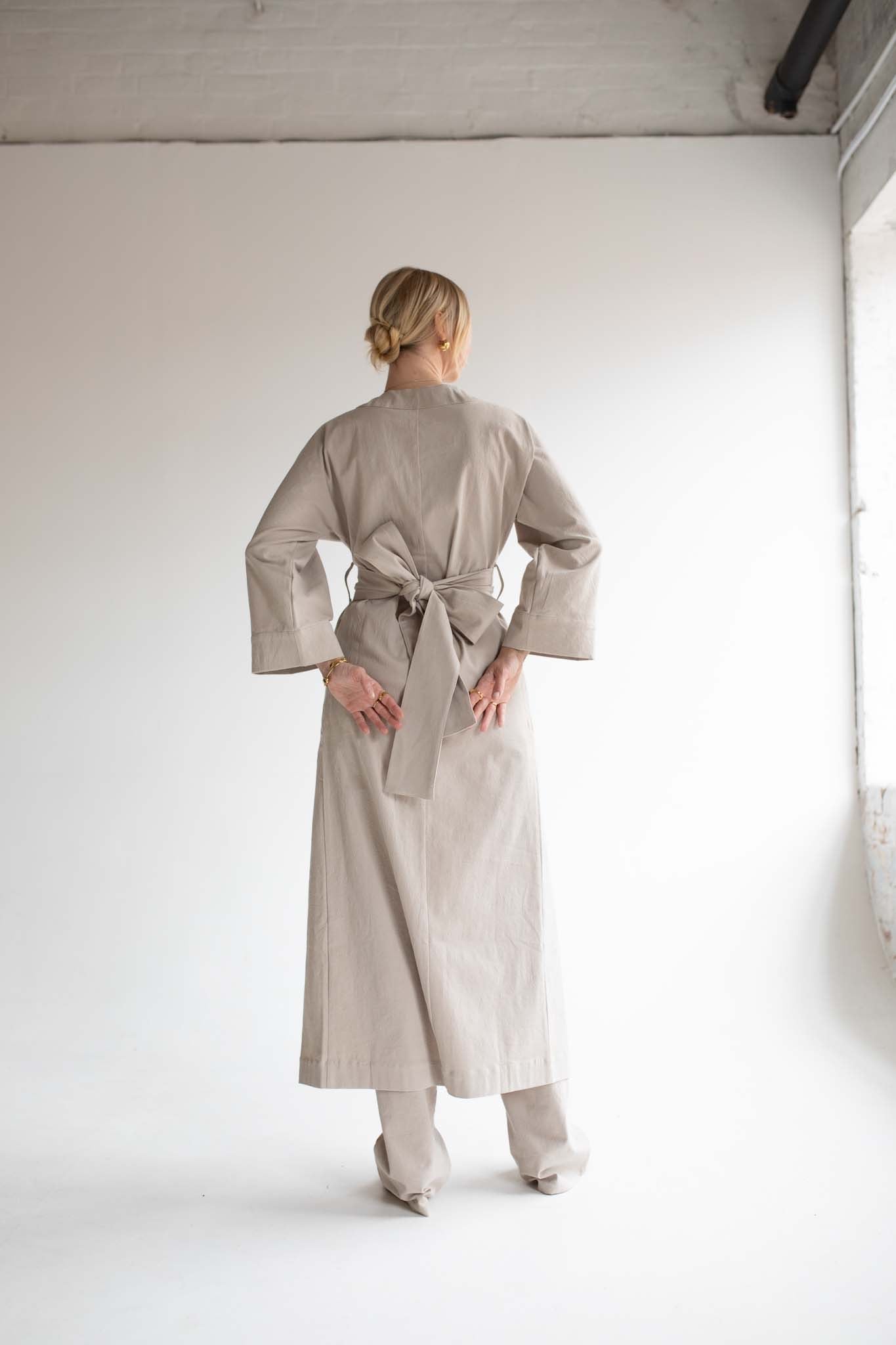 Beige Linen Robe Coord