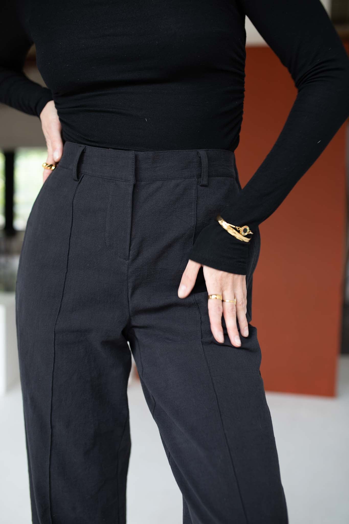 Black Linen Coord Trousers