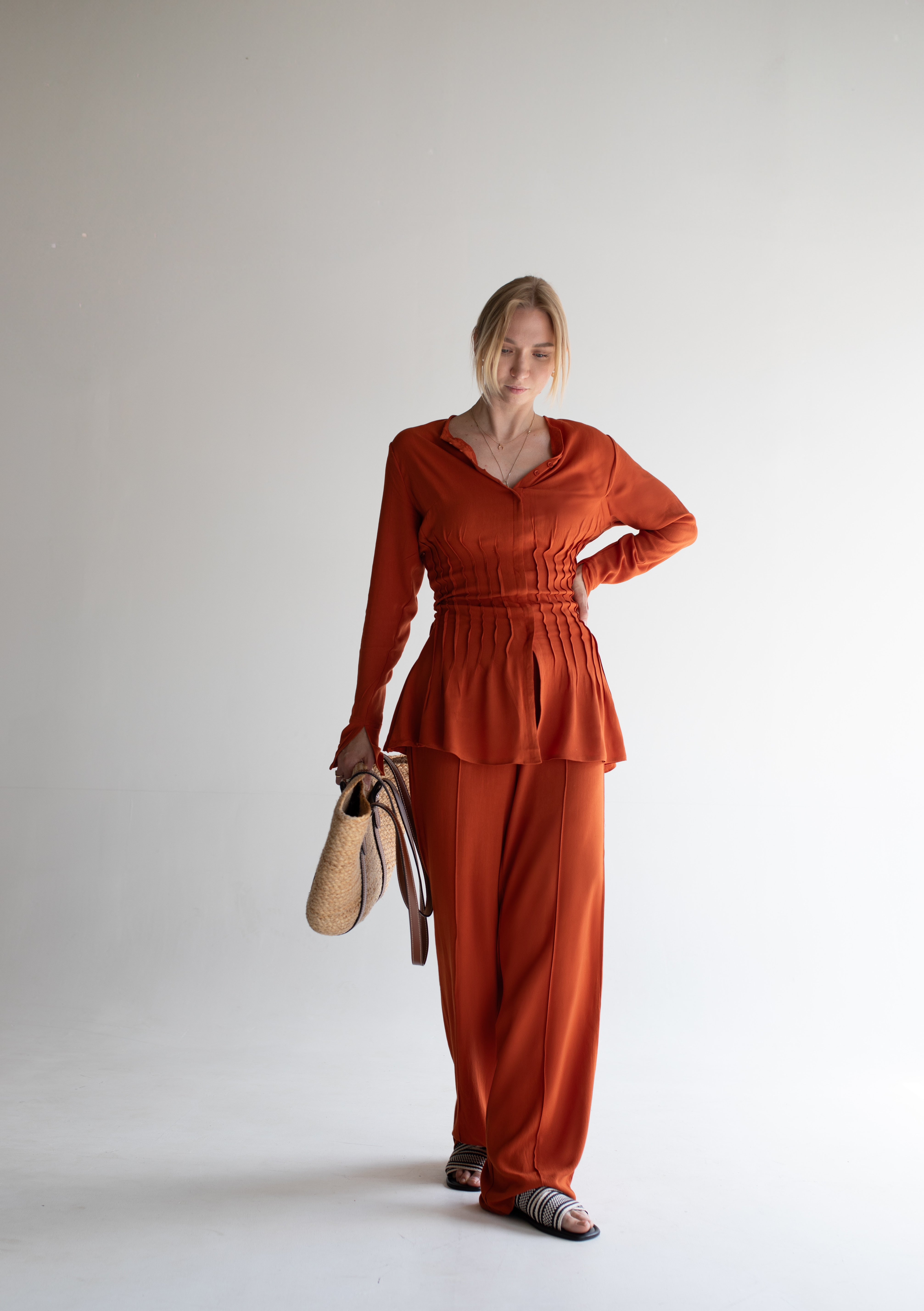 Terracotta LuxeLight Rayon Co-Ord Bottom