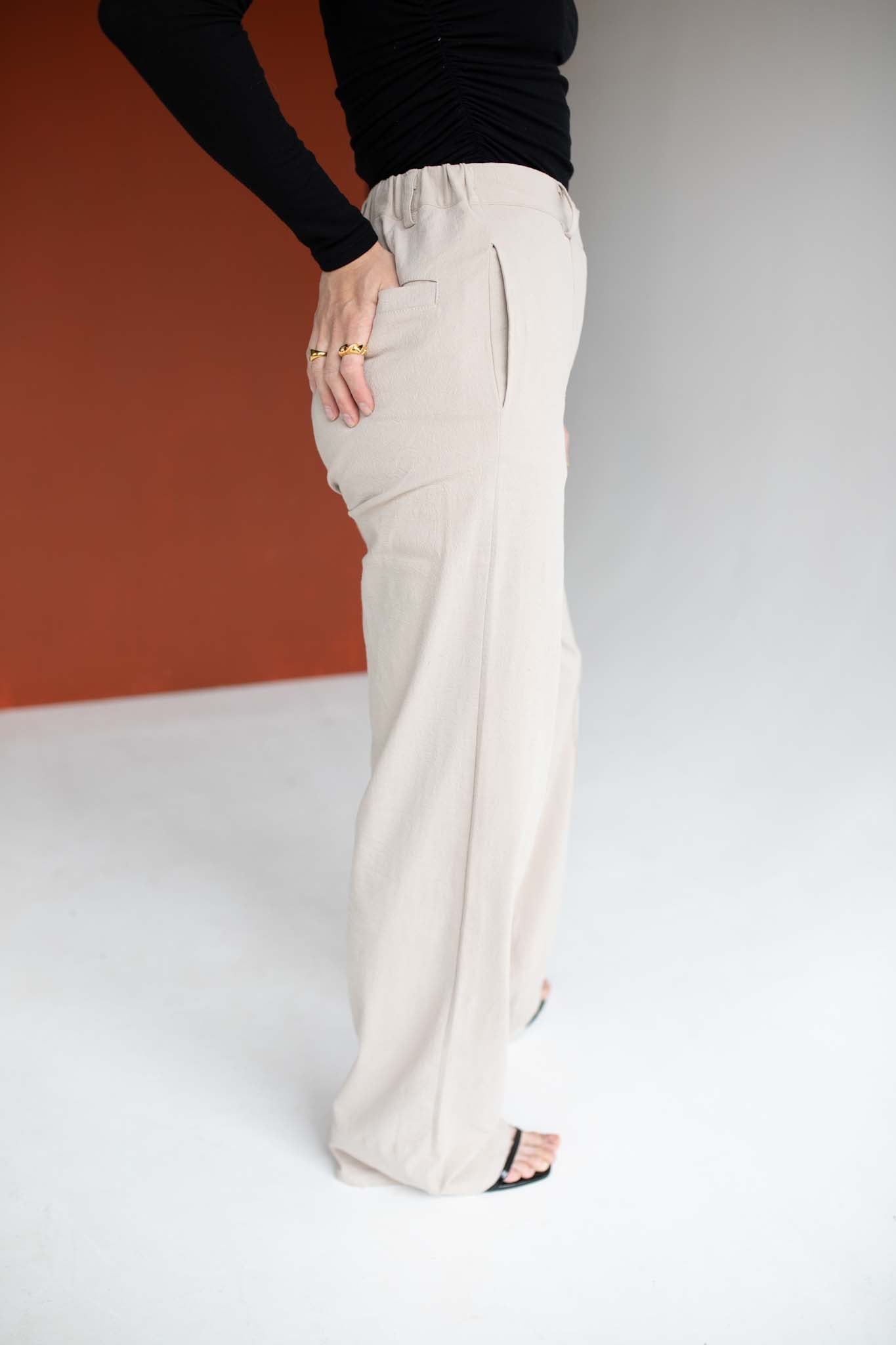 Beige Linen Coord Trousers