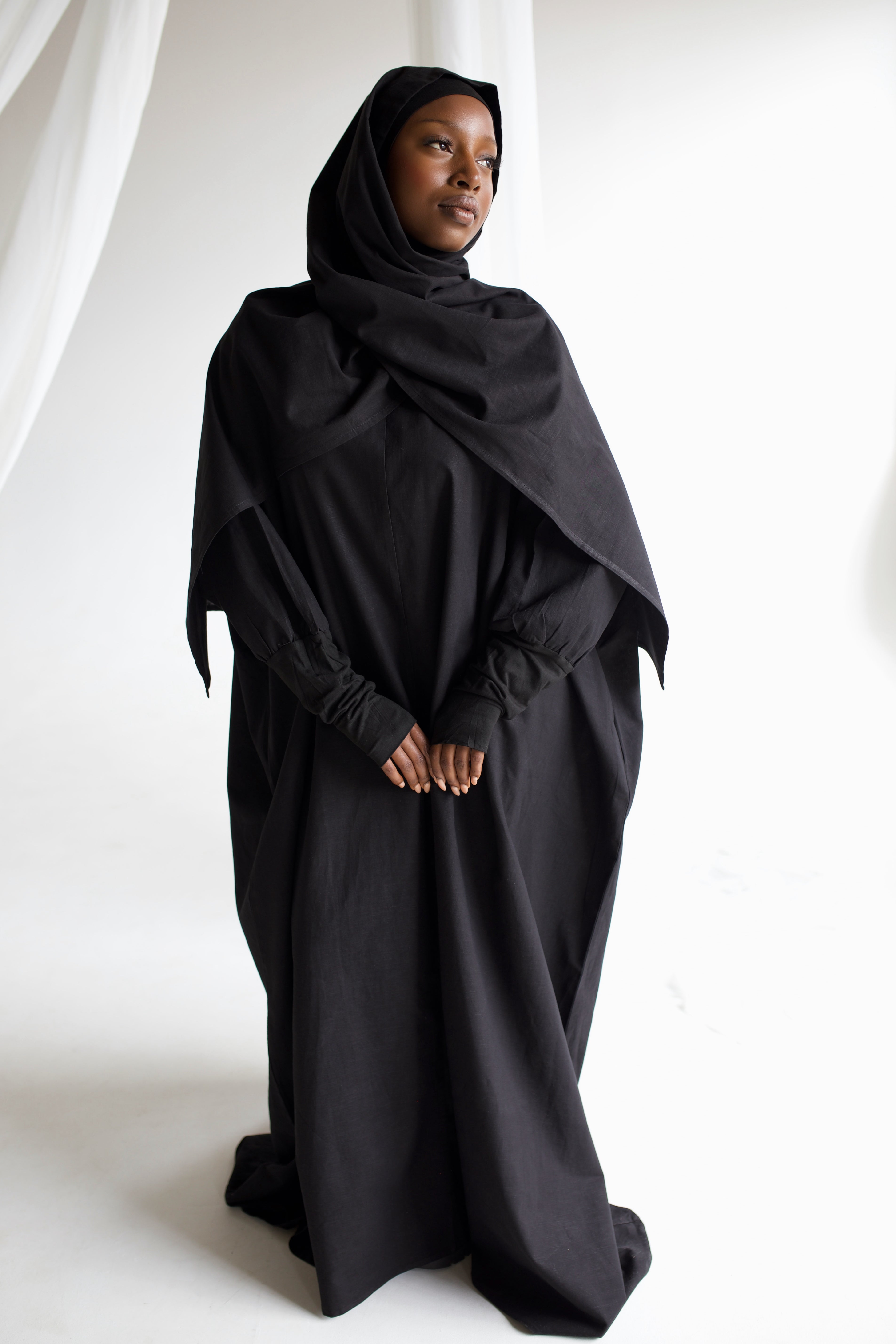 Black Linen Prayer Gown