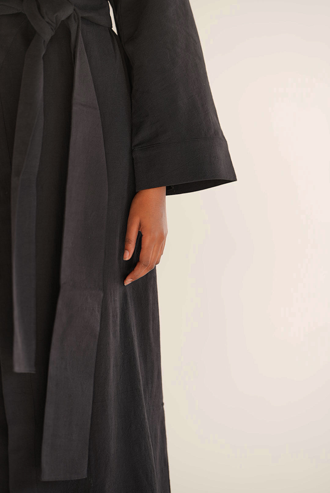 Black Linen Robe Coord