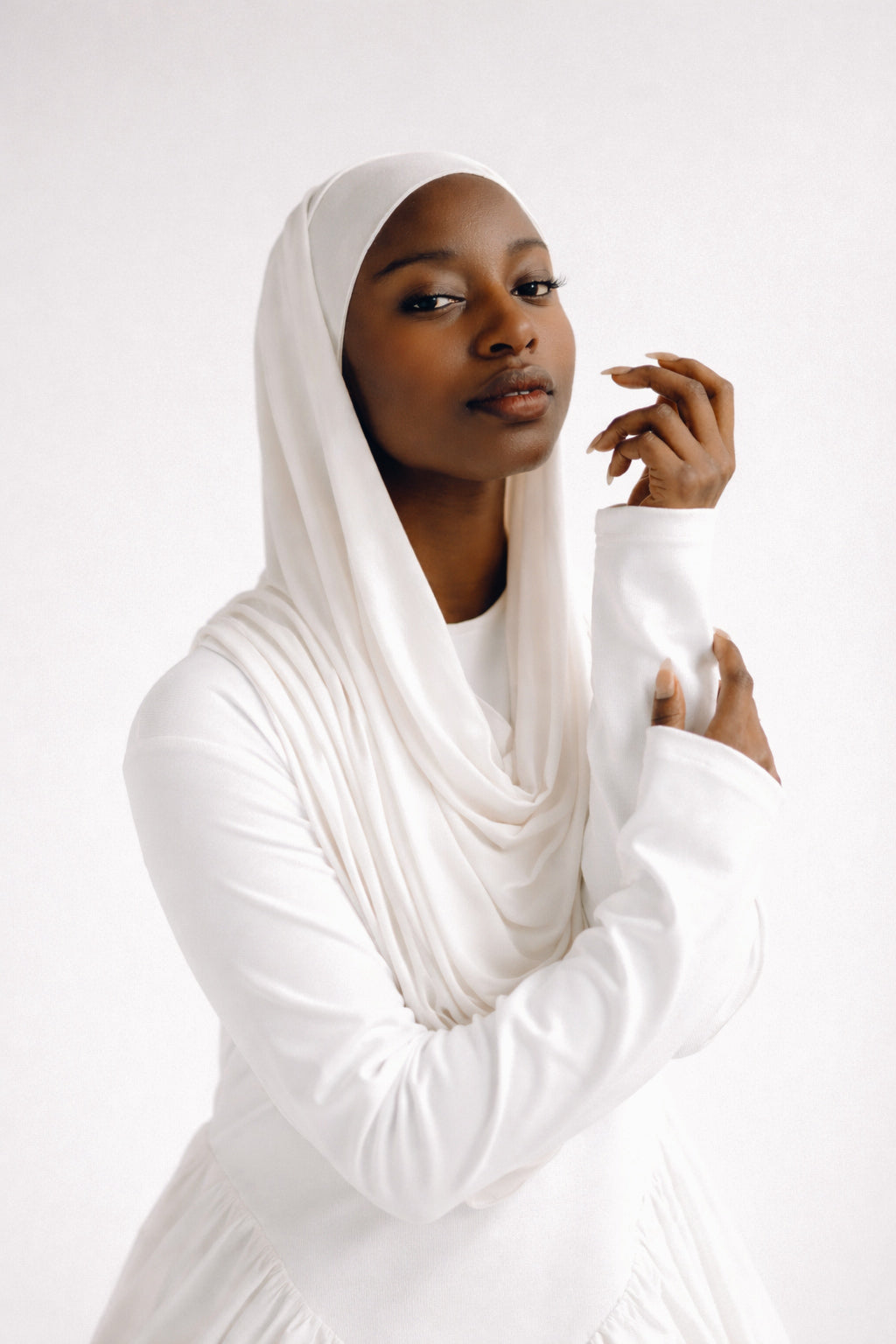 Oyster White Bamboo Jersey Hijab